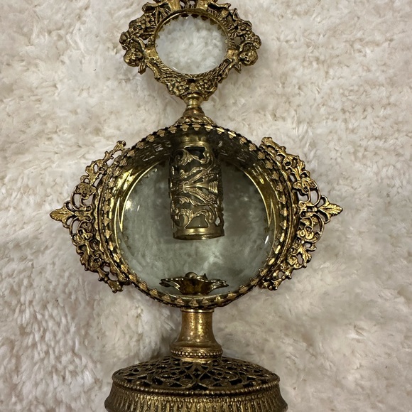 Vintage Stylebuilt NY Gold Ormolu Filigree Ornate Rose Perfume Bottle - Picture 5 of 14